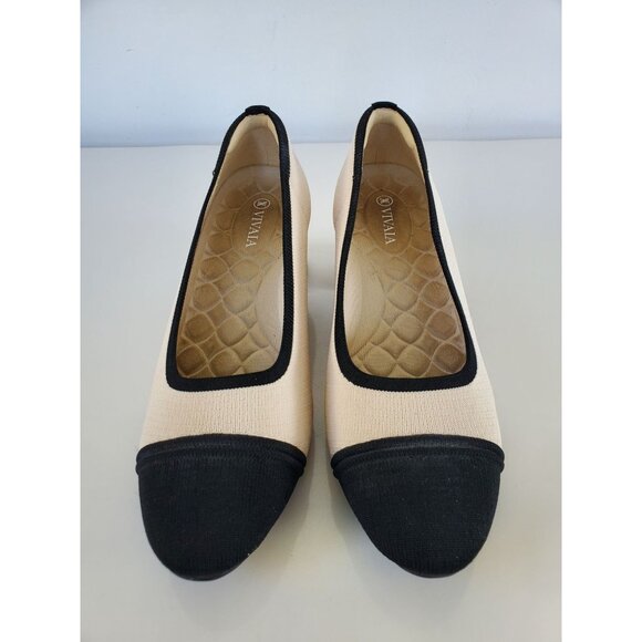 Vivaia Julie Pro Womens Chic Retro Round Toe Beige & Black Heels Size 40 US 9 - Picture 15 of 15
